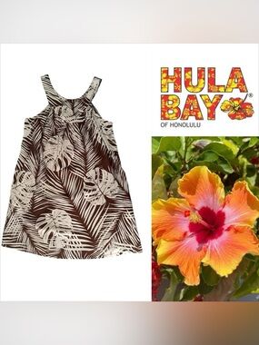 Hula  Bay Women’s Brown & Cream Tropical Print Sundress. 
Size S